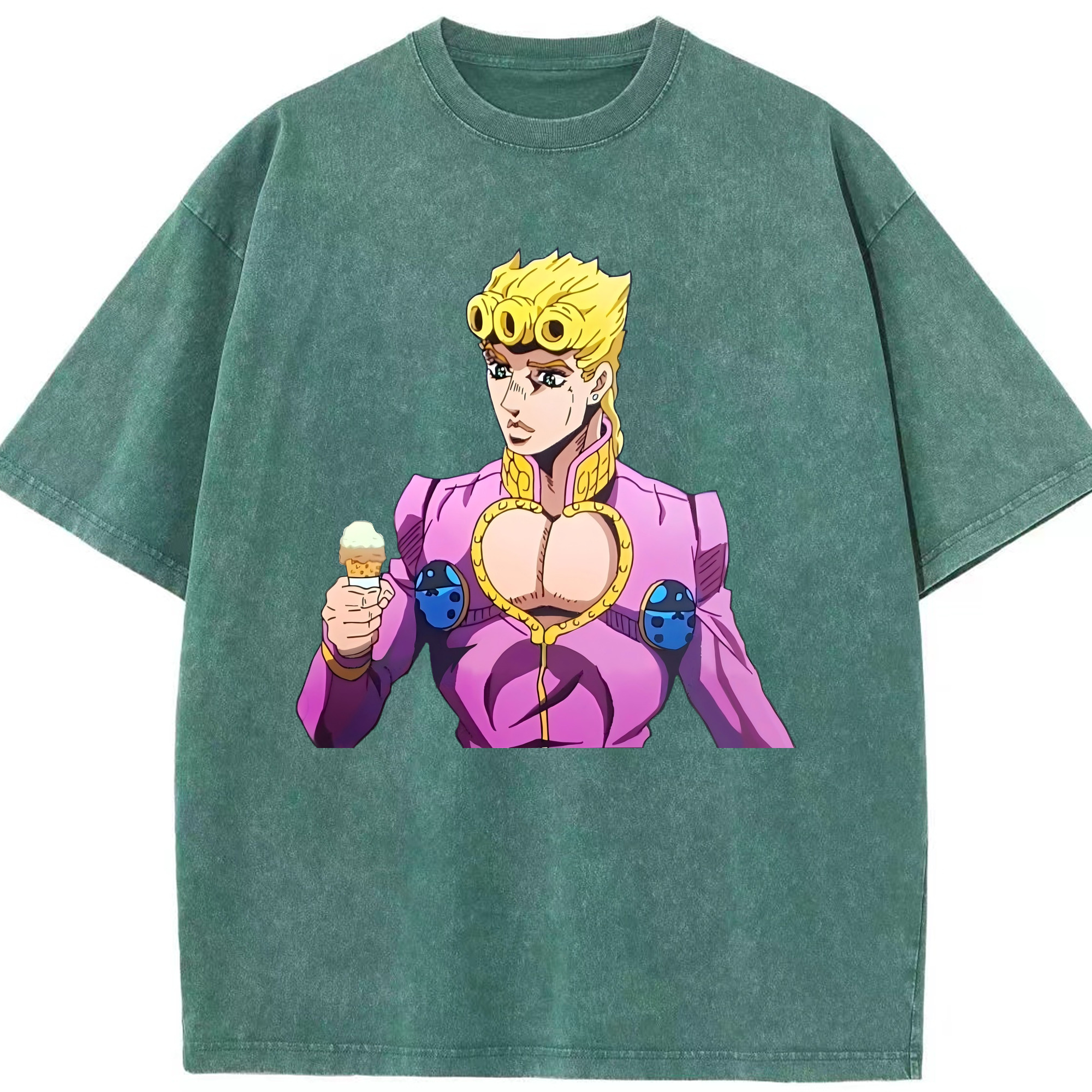 （画像用） ジョジョの奇妙な冒険 ジョルノ?ジョバァーナ JoJo's Bizarre Adventure Giorno Giovanna 綿100% ヴィンテージ風 半袖Tシャツ（フロントプリント）